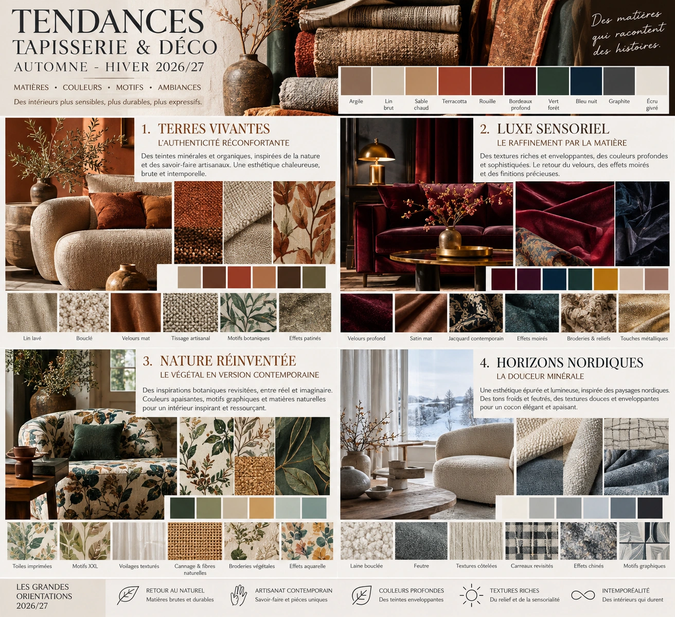 Moodboard tapisserie et décoration automne-hiver 2026–2027