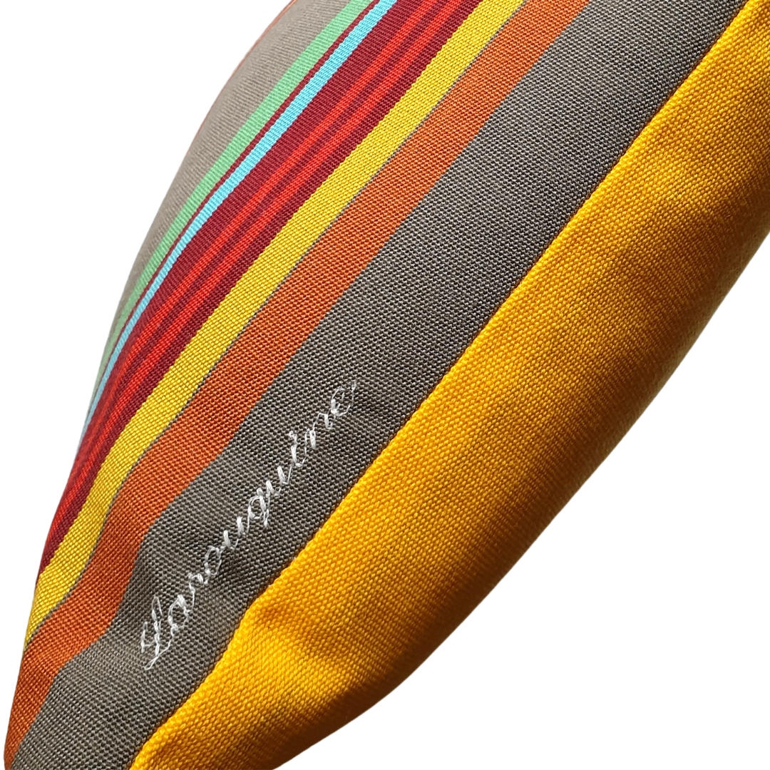 Coussin extérieur double face - rayures multicolore + jaune