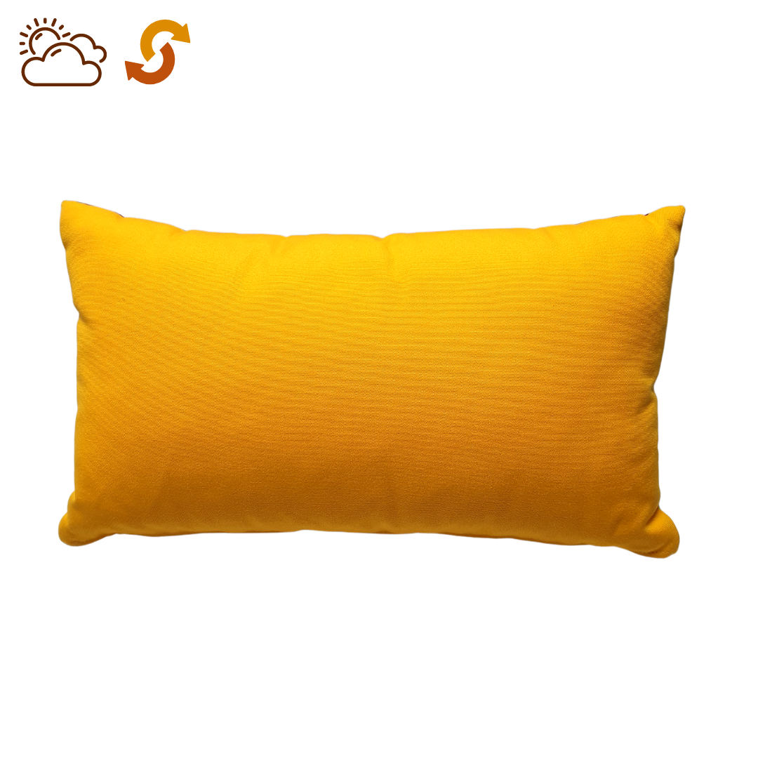 Coussin extérieur double face - rayures multicolore + jaune